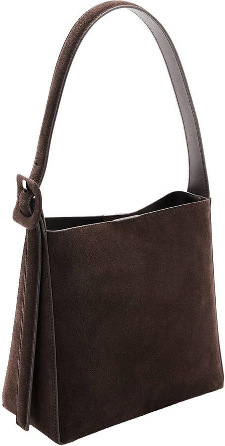 Mango suede shopper donkerbruin - Foto 2