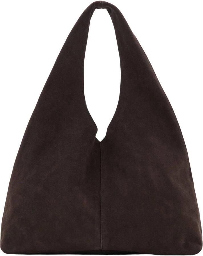 Mango suede shopper donkerbruin
