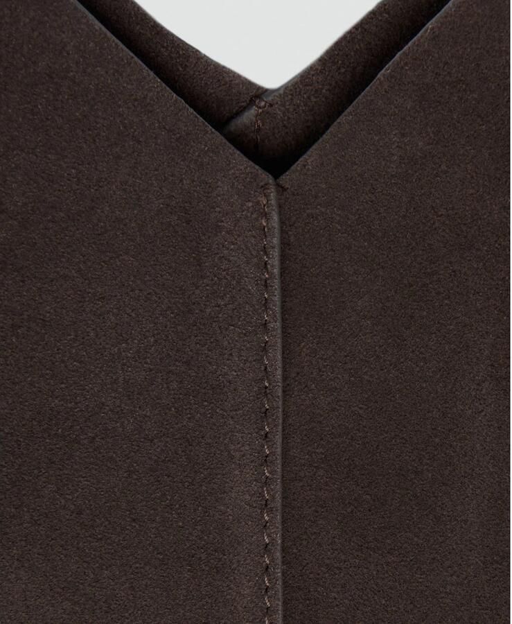 Mango suede shopper donkerbruin - Foto 2