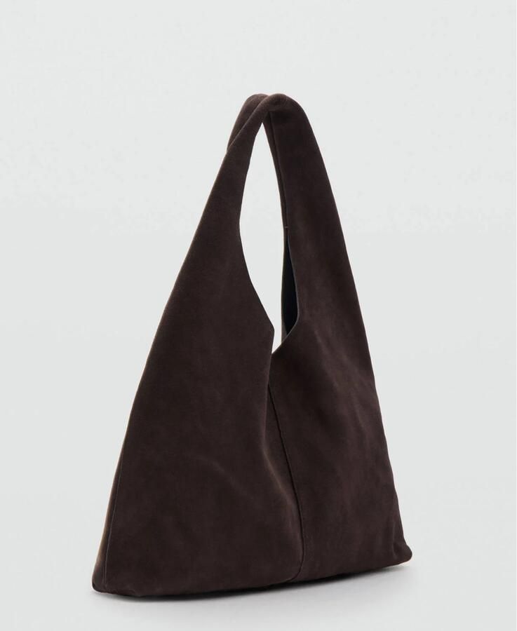 Mango suede shopper donkerbruin - Foto 3
