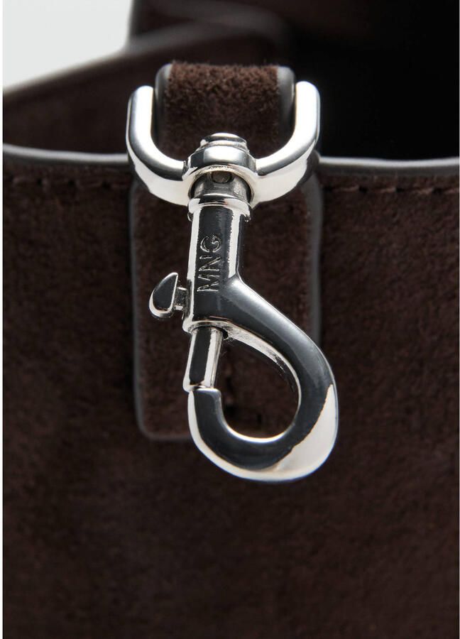 Mango suede shopper donkerbruin - Foto 2