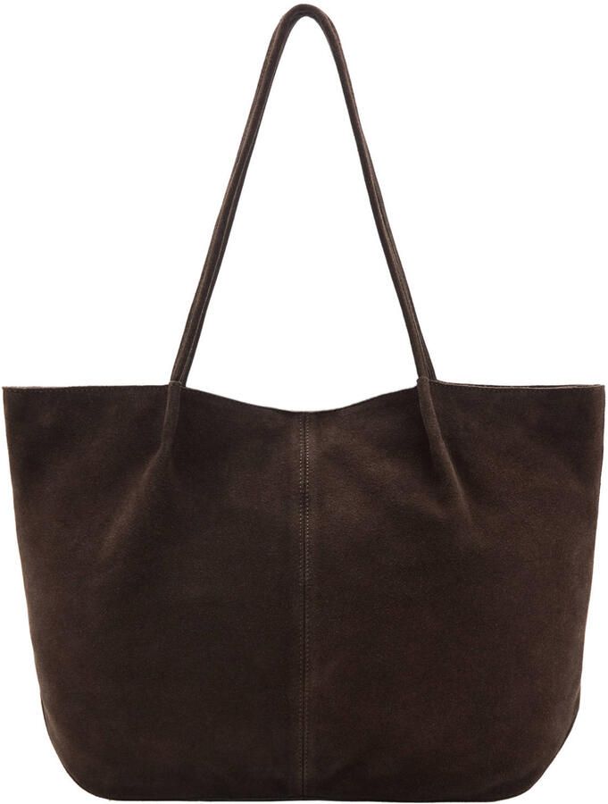Mango suede shopper donkerbruin