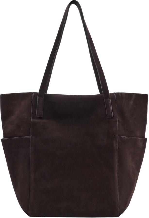 Mango suede shopper donkerbruin