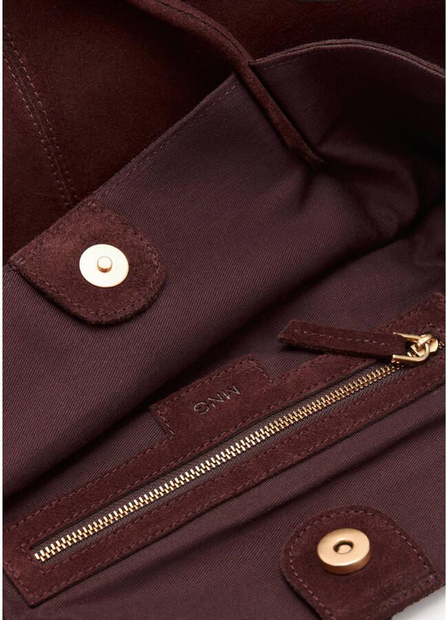 Mango suede shopper donkerrood - Foto 3