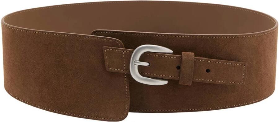 Mango suede tailleriem bruin