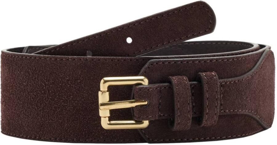Mango suede tailleriem donkerbruin