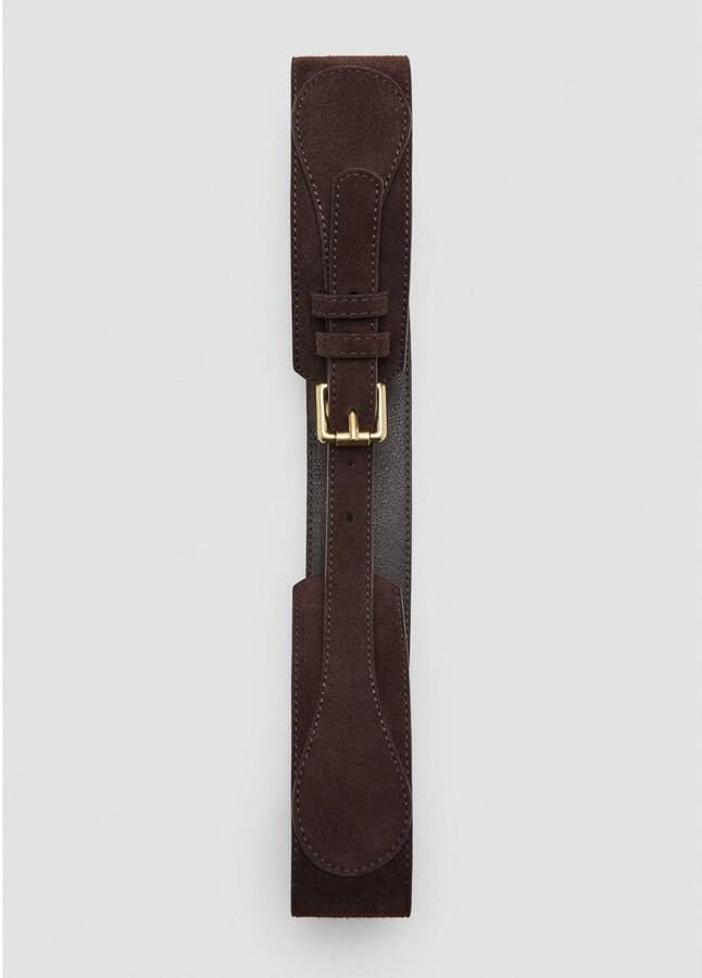 Mango suede tailleriem donkerbruin - Foto 3