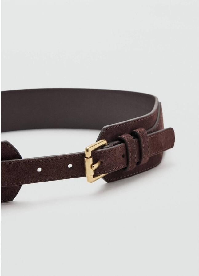 Mango suede tailleriem donkerbruin - Foto 2