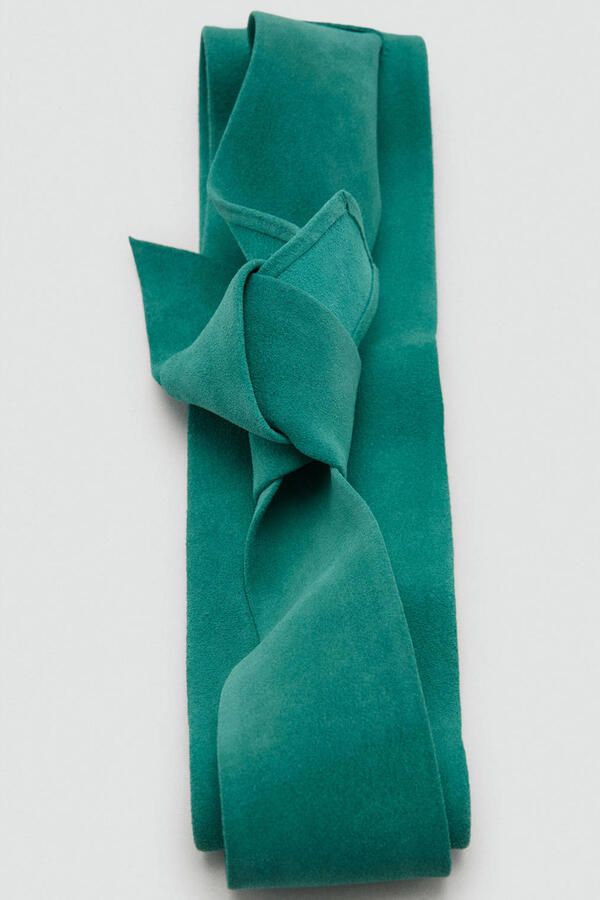 Mango suede tailleriem groen - Foto 3
