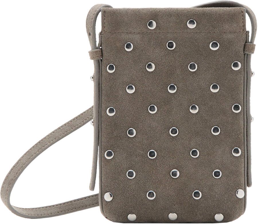 Mango suede telefoontasje met studs grijs