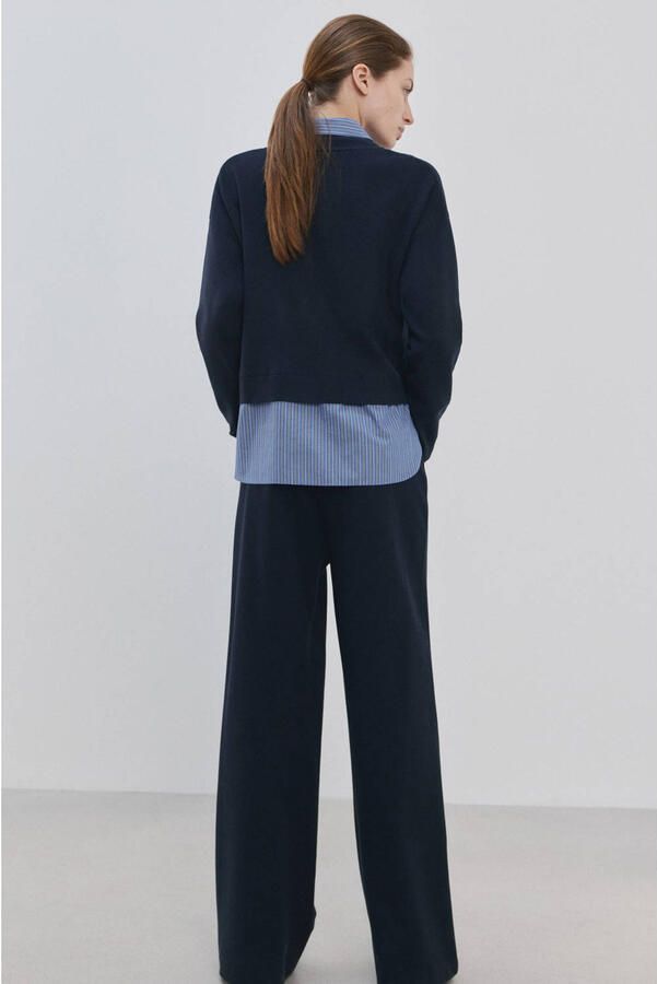Mango sweater blauw met overhemd details - Foto 3