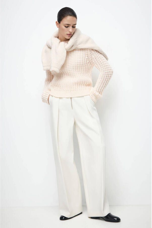 Mango sweater ecru gehaakt
