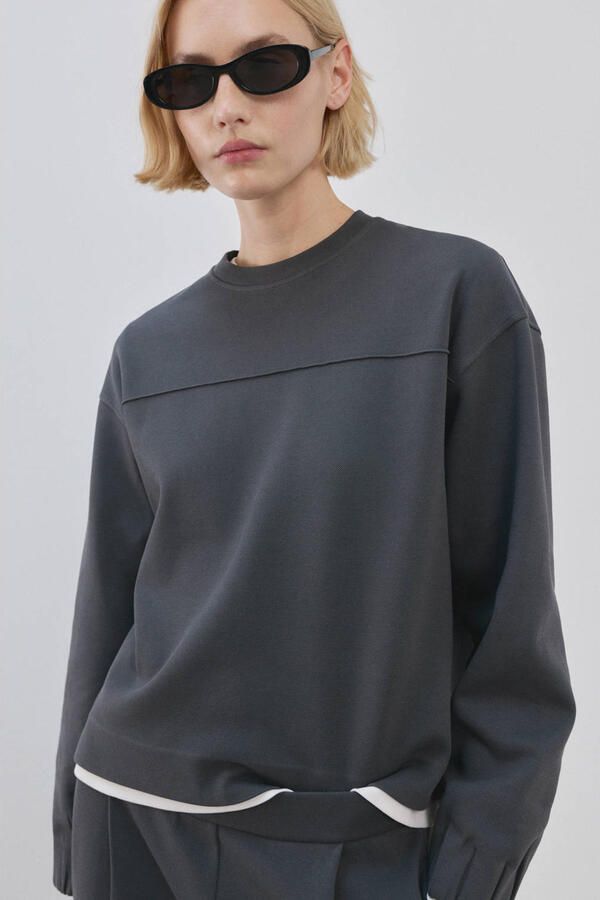 Mango sweater grijsblauw