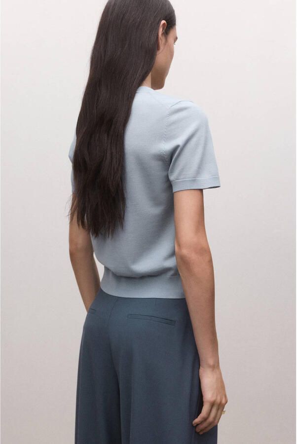 Mango sweater met wol grijsblauw - Foto 3