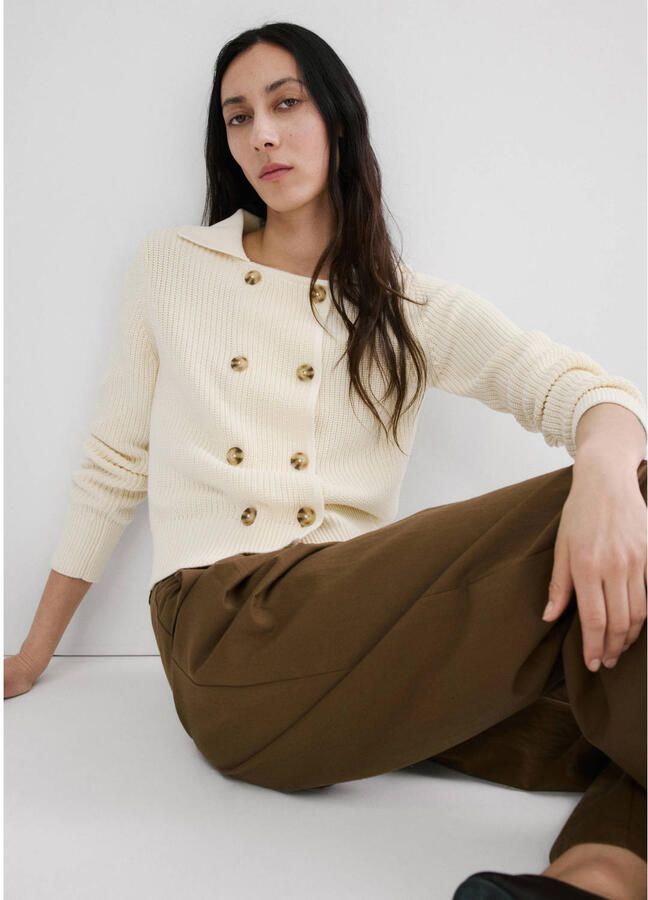 Mango sweatvest ecru grof gebreid - Foto 3
