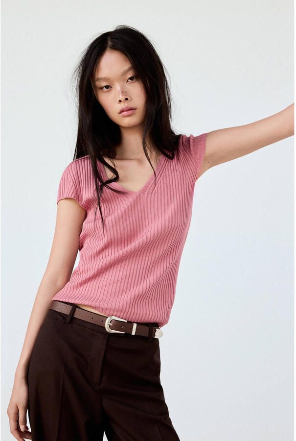 Mango T-shirt lichtroze