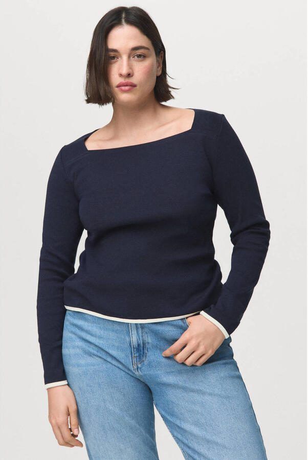 Mango T-shirt marineblauw