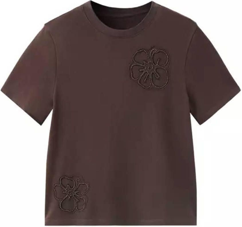 Mango T-shirt met borduursels bruin