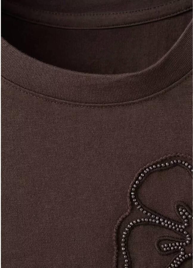Mango T-shirt met borduursels bruin - Foto 2