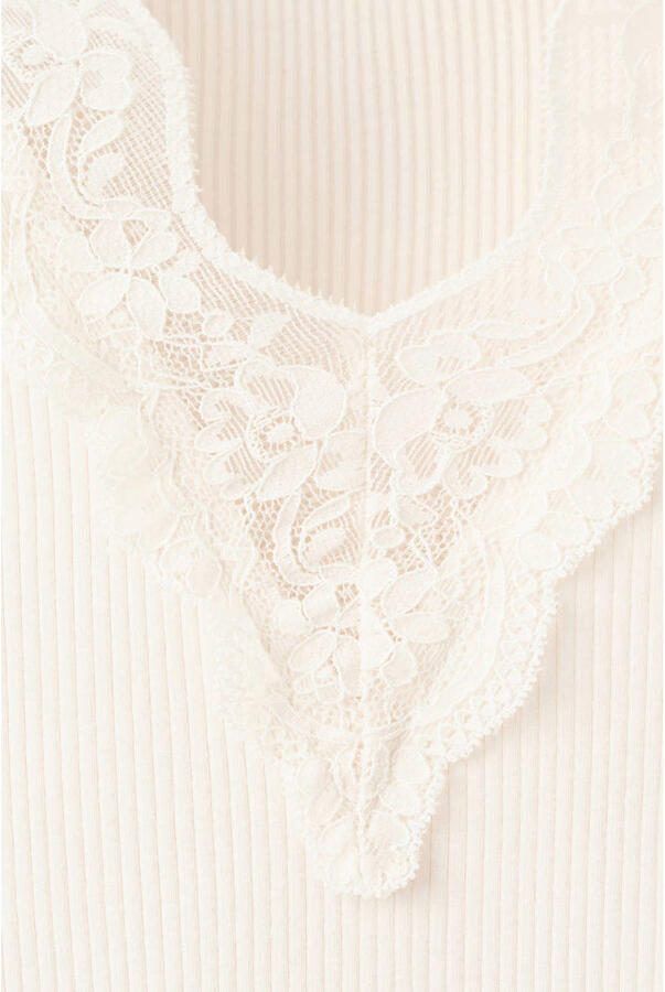 Mango T-shirt met kant ecru - Foto 3