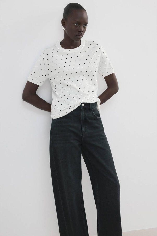 Mango T-shirt met stippen ecru