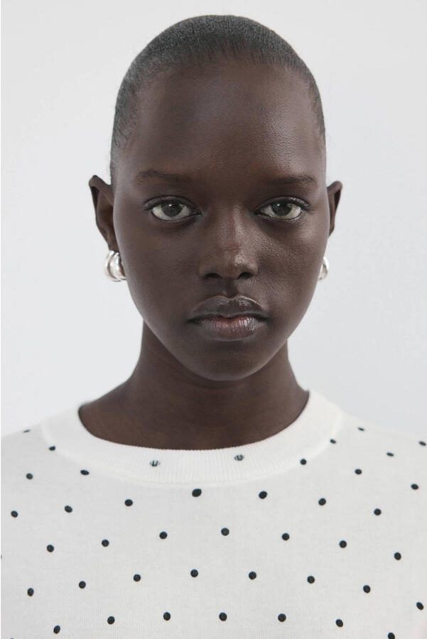 Mango T-shirt met stippen ecru - Foto 3