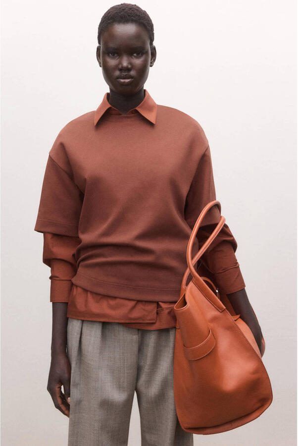 Mango T-shirt roodbruin