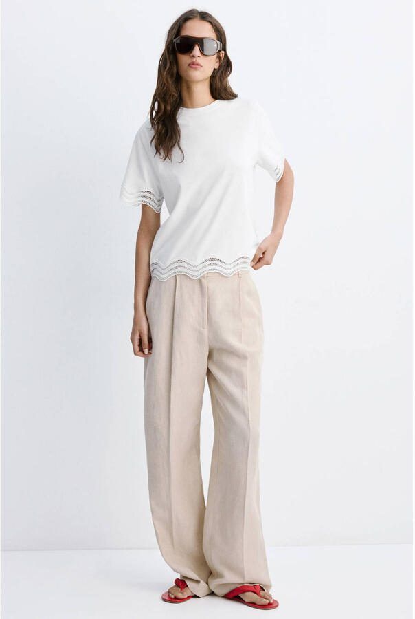 Mango T-shirt met kant wit