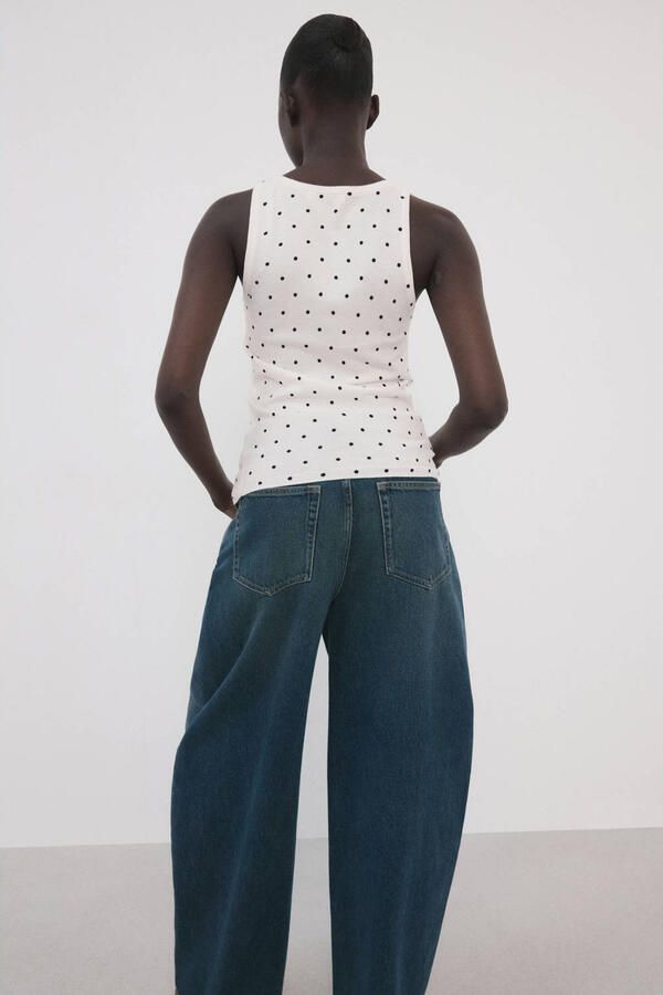 Mango tanktop met stippen ecru - Foto 3