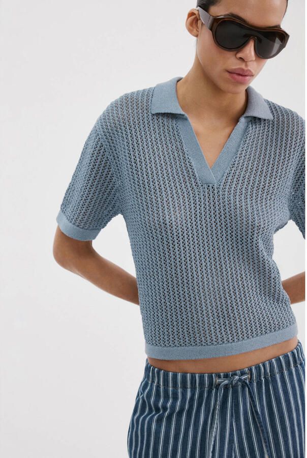 Mango top blauw gebreid