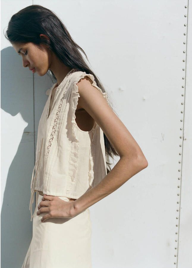 Mango top broderie beige - Foto 3