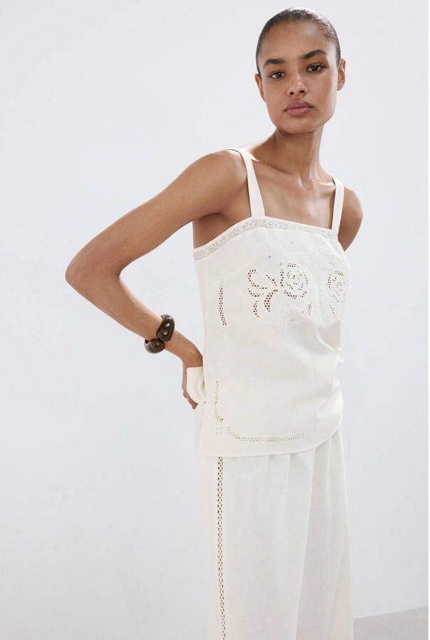 Mango top broderie ecru