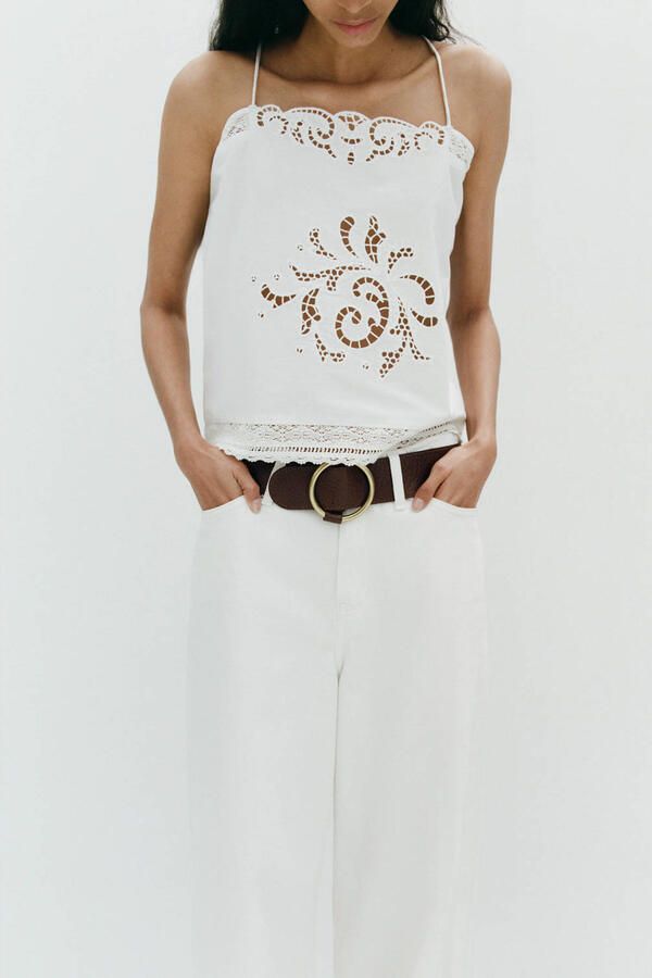 Mango top broderie wit