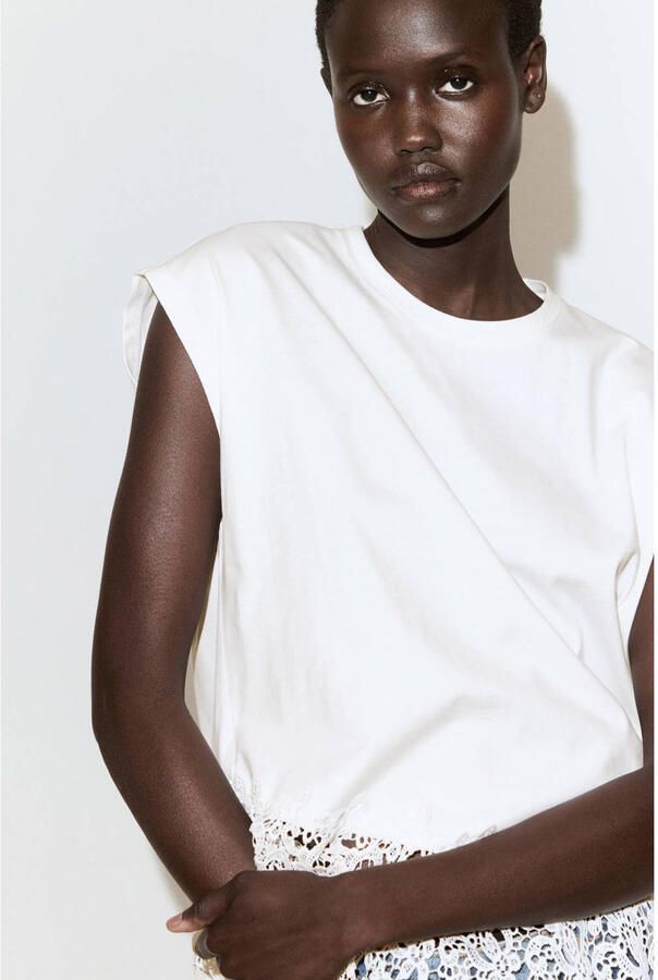 Mango top broderie wit