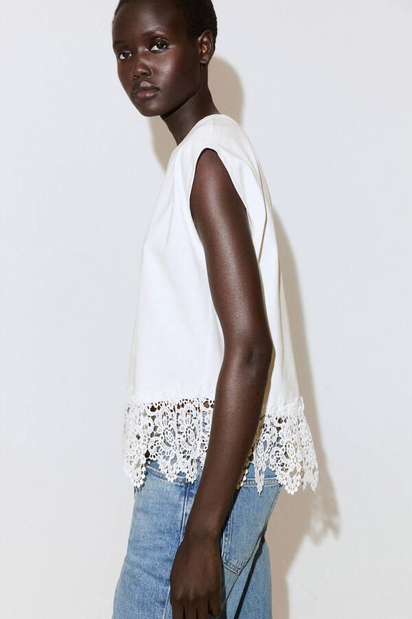 Mango top broderie wit - Foto 3