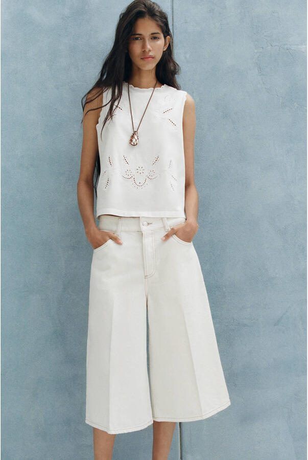 Mango top broderie wit