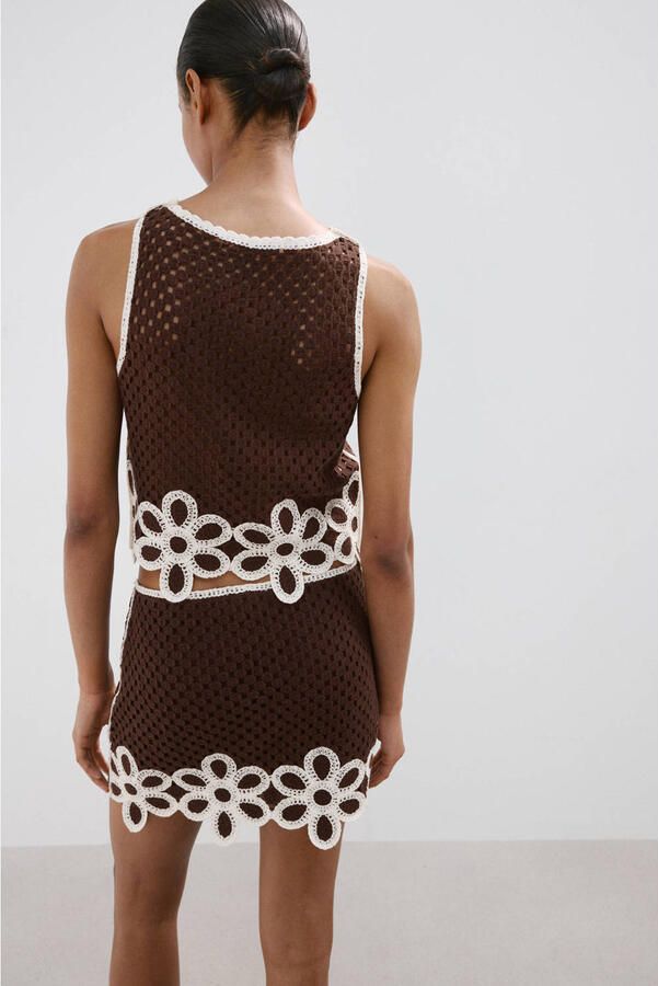 Mango top crochet bruin - Foto 2
