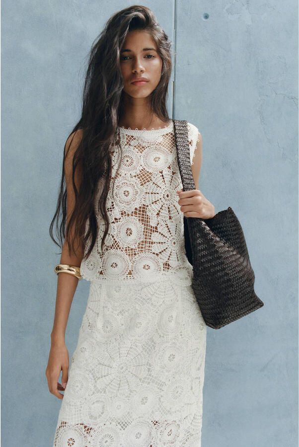 Mango top crochet wit