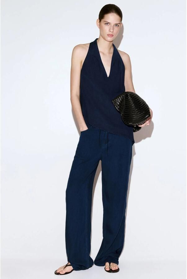 Mango top donkerblauw