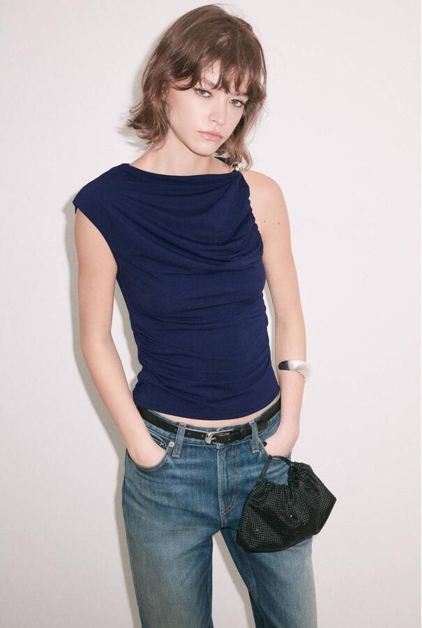 Mango top donkerblauw