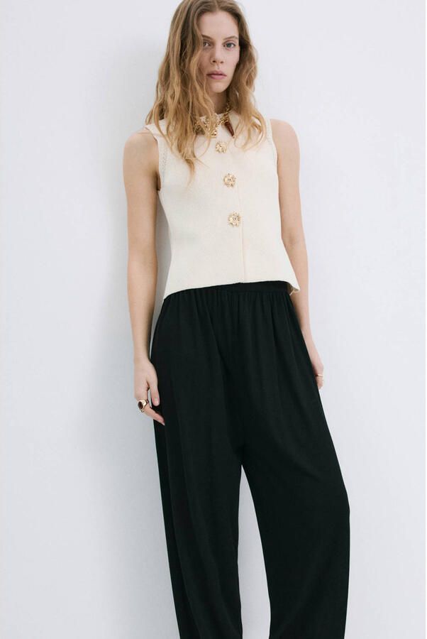 Mango top ecru gebreid