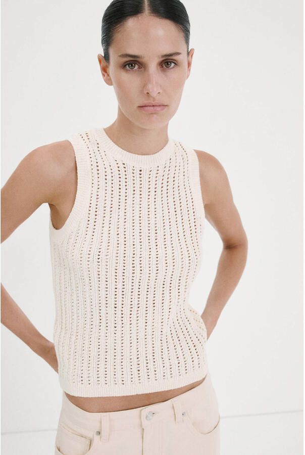 Mango top gebreid beige