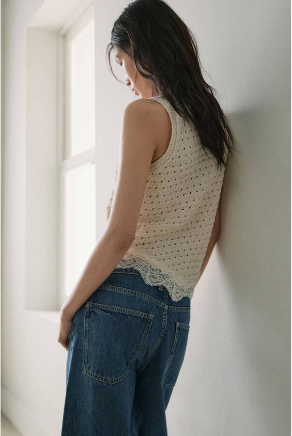 Mango top gebreid beige - Foto 3