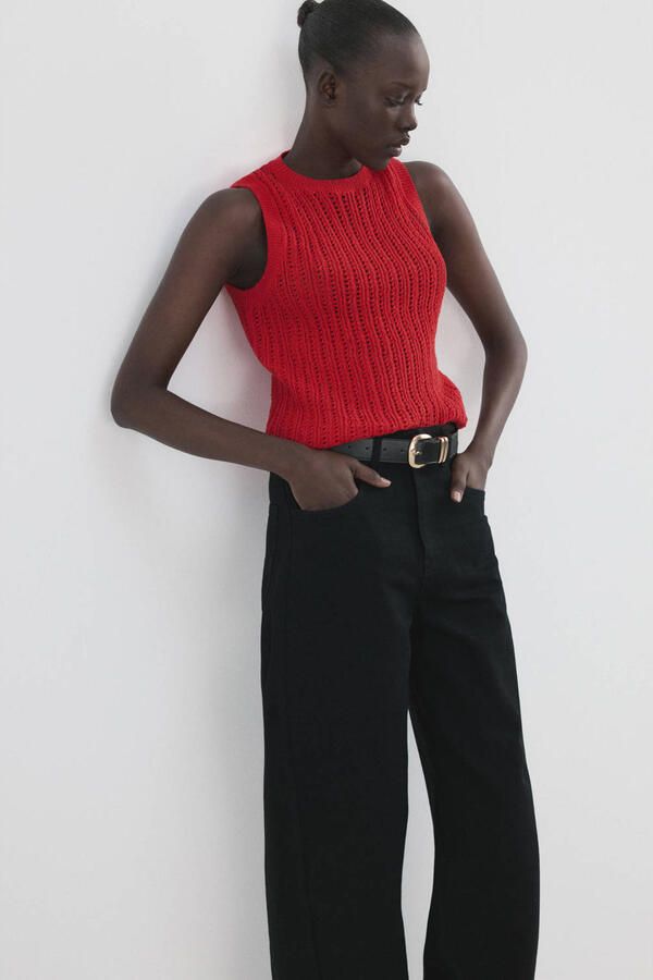 Mango top gebreid rood