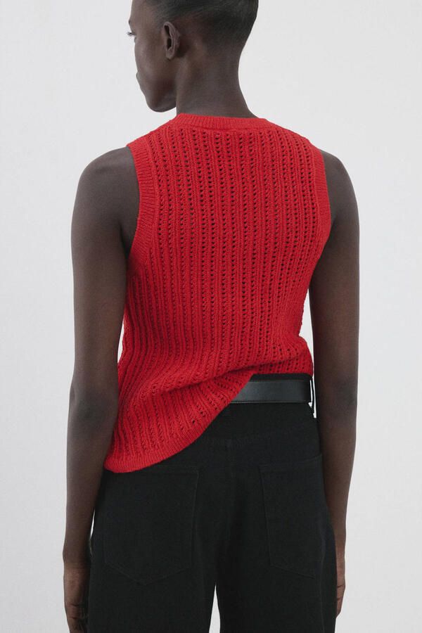 Mango top gebreid rood - Foto 3