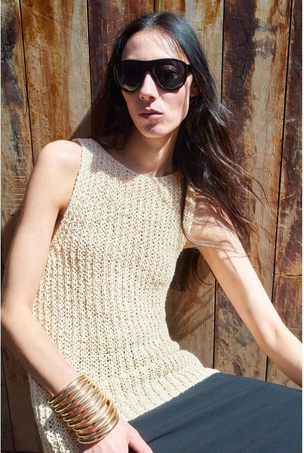 Mango top grof gebreid beige