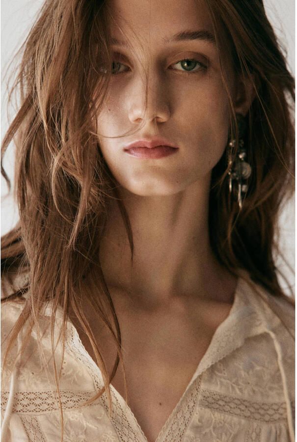 Mango top met borduursels ecru - Foto 3