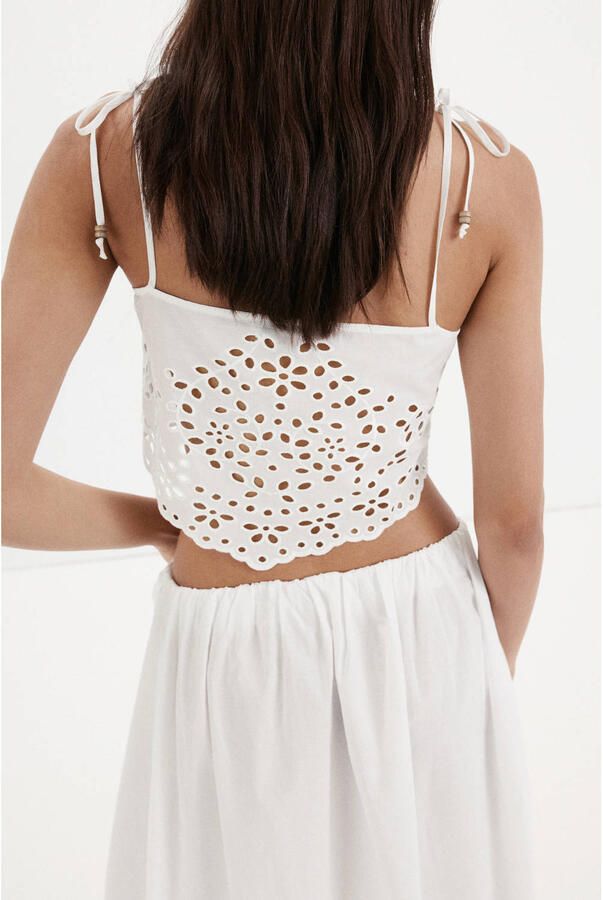 Mango top met borduursels wit - Foto 3