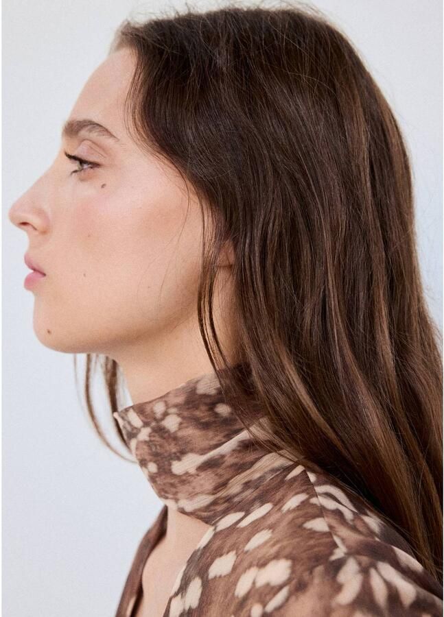 Mango top met dierenprint bruin ecru - Foto 2