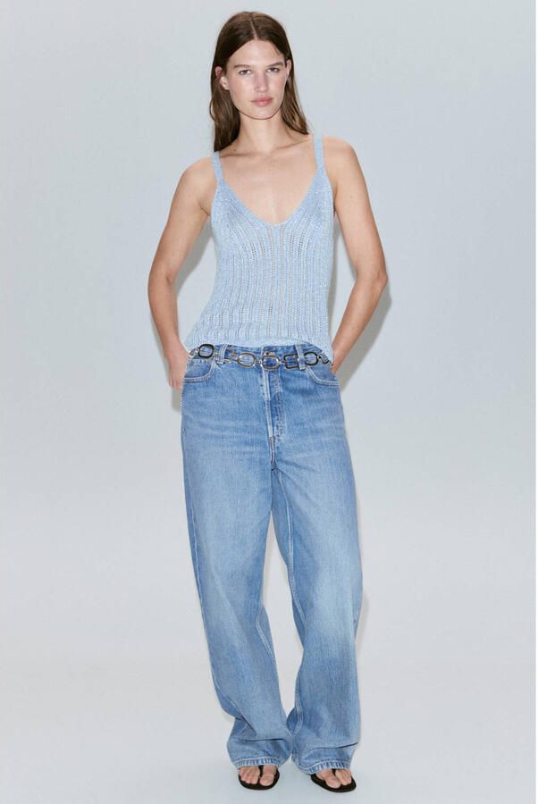 Mango top met glitters lichtblauw - Foto 3